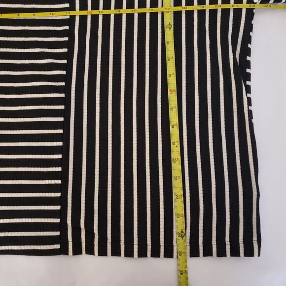 Blouse Next SIZE XL Black White Stripe Short SLIT Sleeve Blouse Top V-Neck - Picture 13 of 14
